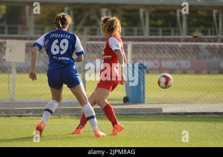 Pölten vs ZFK Ljuboten 7 - 0 (3 - 0 tempo parziale) 18 ago 2022 at 15:00:00 UTC, Petar Miloshevski Training Centre Skopje, Macedonia. La partita è una p Foto Stock