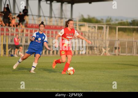 Pölten vs ZFK Ljuboten 7 - 0 (3 - 0 tempo parziale) 18 ago 2022 at 15:00:00 UTC, Petar Miloshevski Training Centre Skopje, Macedonia. La partita è una p Foto Stock