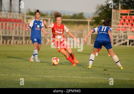 Pölten vs ZFK Ljuboten 7 - 0 (3 - 0 tempo parziale) 18 ago 2022 at 15:00:00 UTC, Petar Miloshevski Training Centre Skopje, Macedonia. La partita è una p Foto Stock