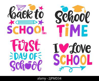 Torna alla scuola Vector modello di banner per la scrittura a mano Illustrazione Vettoriale