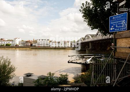 Il nuovo Barnes Bridge Walkway è in costruzione vicino a Dukes Meadows, London Borough of Hounslow, Londra, Inghilterra, Regno Unito Foto Stock