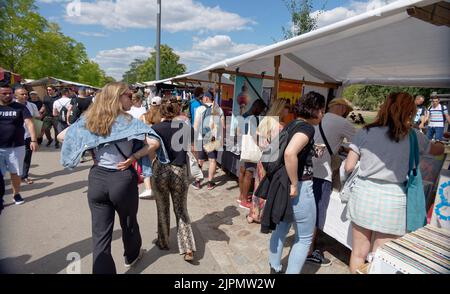 Flohmarkt am Mauerpark Berlino, Prenzlauer Berg, Pankow, Berlino Foto Stock