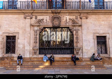 Palma di Maiorca, Spagna. Il Banc del si no fos (sede di i non andare) nel Ajuntament de Palma (Municipio di Palma, chiamato anche Cort Foto Stock