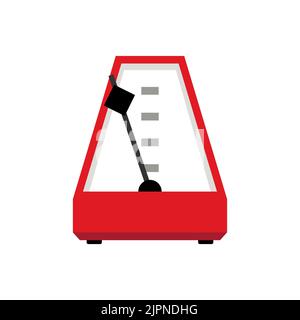 Metronomo isolato. Dispositivo che segna brevi intervalli di tempo con battiti pari. Illustrazione Vettoriale