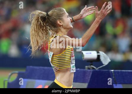 Monaco, Germania. 18th ago, 2022. Konstanze Klostrerhalphen di Germania finale Donne 5000 m durante il Campionato europeo di Atletica 2022 il 18 agosto 2022 a Monaco di Baviera, Germania. Foto di Laurent Lairys/ABACAPRESS.COM Credit: Abaca Press/Alamy Live News Foto Stock