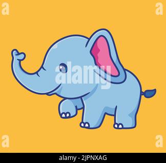 simpatico sorriso a piedi elefante. isolato cartone animato illustrazione animale. Adesivo piatto icona Design Premium Logo Vector. Personaggio mascotte Illustrazione Vettoriale