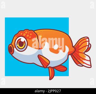 carino pesce oro. isolato cartone animato illustrazione animale. Adesivo piatto icona Design Premium Logo Vector. Personaggio mascotte Illustrazione Vettoriale