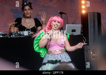 Amburgo, Germania. 19th ago, 2022. La cantante SATARII apre con la sua esecuzione il Dockville Festival, che dura fino al 22 agosto. Credit: Markus Scholz/dpa/Alamy Live News Foto Stock