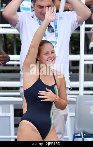 Roma, . 19th ago, 2022. Chiara Pellacani medaglia d'oro durante i Campionati europei di nuoto Roma 2022. Roma 19th Agosto 2022 Photographer01 Credit: Agenzia indipendente per le foto/Alamy Live News Foto Stock