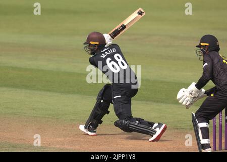 Londra, Regno Unito. 19 agosto, 2022. Londra, Regno Unito. Yousef Majid battendo come Surrey prendere Gloucestershire nella Royal London One-Day Cup al Kia Oval. David Rowe/Alamy Live News Foto Stock