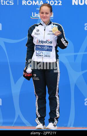 Roma, . 19th ago, 2022. Chiara Pellacani medaglia d'oro durante i Campionati europei di nuoto Roma 2022. Roma 19th Agosto 2022 Photographer01 Credit: Agenzia indipendente per le foto/Alamy Live News Foto Stock