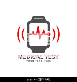 Premere sulla schermata dell'orologio. Modello icona smartwatch. Gli orologi intelligenti misurano l'impulso. Illustrazione vettoriale per un sito web, un'applicazione e un'idea creativa Illustrazione Vettoriale