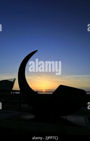 La scultura Cormorant Boat a Nelson Street, Kingston-upon-Hull, East Riding of Yorkshire, Humberside, Inghilterra, Regno Unito Foto Stock