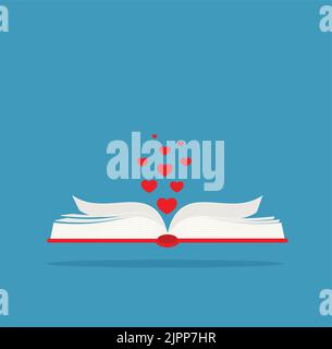 Icona Apri libro. Concetto di storia d'amore, genere di narrativa letteraria EPS 10. Illustrazione Vettoriale