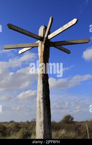 Vista sull'estuario dell'Humber da Scurn Point, East Riding of Yorkshire, Humberside, Inghilterra, Regno Unito Foto Stock