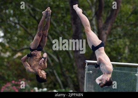 Roma, . 19th ago, 2022. Ben Cutmore, Kyle Kothari durante i Campionati europei di nuoto Roma 2022. Roma 19th Agosto 2022 Photographer01 Credit: Agenzia indipendente per le foto/Alamy Live News Foto Stock