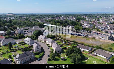 Vista aerea del drone sul North Ayrshire da Kilwinning Foto Stock