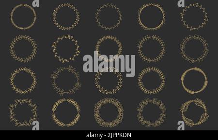 Vintage elementi cornice decorazione cerchio collezione disegno vettoriale Illustrazione Vettoriale