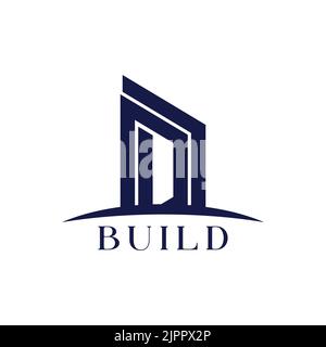 logo construction, emblema build, logo architecture Illustrazione Vettoriale