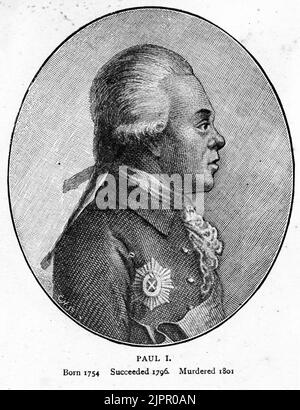 Ritratto di Paolo i 1754 – 1801) Imperatore della Russia dal 1796 fino al suo assassinio. Foto Stock