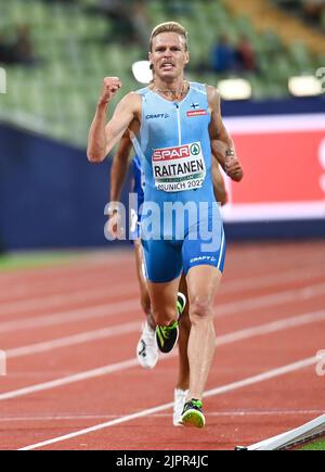 Topo Raitanen (Finlandia). Medaglia d'oro, 3000m. Steeplechase. Campionato europeo di Monaco 2022 Foto Stock