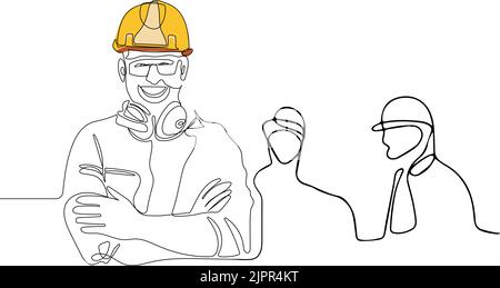 responsabile della costruzione e ingegnere che lavora in cantiere. Illustrazione vettoriale Illustrazione Vettoriale