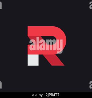 R modello di logo lettera. Simbolo grafico dell'alfabeto per l'identità aziendale. Concetto di icona tipografica creativa. Elemento vettore Illustrazione Vettoriale