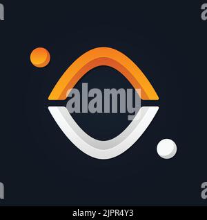 Rombo arrotondato astratto con disegno vettoriale circolare del logo. Concetto di logo creativo per l'innovazione aziendale. Elemento vettore Illustrazione Vettoriale