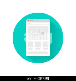 Icona di prototipazione del sito Web. Concetto di icona del layout dell'interfaccia digitale. Icona di stile piatto in cerchio su sfondo bianco. Icona vettore Illustrazione Vettoriale