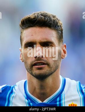 Sergi Gomez di RCD Espanyol durante la partita la Liga tra Sevilla FC e Real Valladolid ha giocato allo Stadio Sanchez Pizjuan il 19 agosto 2022 a Siviglia, Spagna. (Foto di Antonio Pozo / PRESSIN) Foto Stock