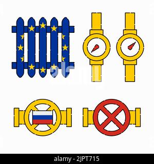 Crisi energetica in Europa. Illustrazione del vettore piatto isolata su sfondo bianco. Illustrazione Vettoriale