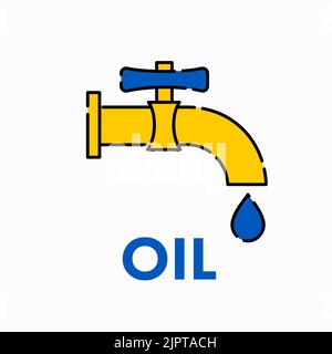 Rubinetto dell'olio. Crisi energetica in Europa. Illustrazione del vettore piatto isolata su sfondo bianco. Illustrazione Vettoriale