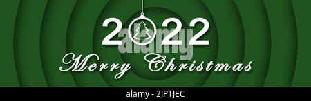 Buon Natale 2022 - banner su sfondo rosso - 3D Illustrazione Foto Stock