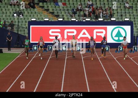 Non specificato. 17th ago, 2022. MONACO di Baviera, GERMANIA - 16 AGOSTO: Vista dell'atletica - finale femminile 100m il giorno 6 dei Campionati europei Monaco 2022 all'Olympiapark il 16 agosto 2022 a Monaco di Baviera, Germania. (Foto di Arthur Thill/ATPImages) (Arthur Thill/ATP/SPP) Credit: SPP Sport Press Photo. /Alamy Live News Foto Stock