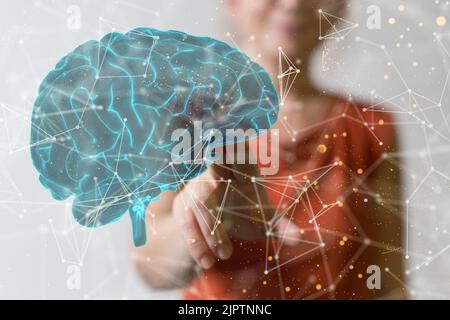 Un'illustrazione di un cervello per il background medico o ospedaliero, concetto di rete di tecnologia medica Foto Stock