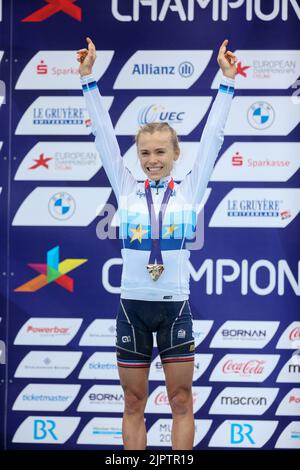 Loana Lecomte di Francia medaglia d'oro durante la bicicletta Mountain Bike, Cross-Country femminile ai Campionati europei di Monaco 2022 il 20 agosto 2022 a Monaco di Baviera, Germania - Foto: Laurent Lairys/DPPI/LiveMedia Foto Stock