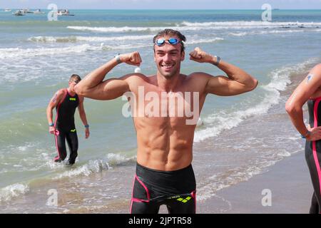 Roma, Italia. 20th ago, 2022. Gregorio Paltrinieri (ITA) durante i Campionati europei di Acquatica - Open Water (day1), Nuoto a Roma, Italia, Agosto 20 2022 Credit: Independent Photo Agency/Alamy Live News Foto Stock