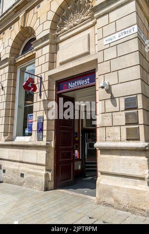 NatWest Bank in Old Smiths Bank Branch, High Street, Lincoln City 2022 Foto Stock