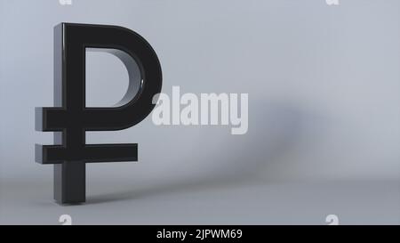 3D Ruble Sign. Rendering 3D generato dal computer Foto Stock