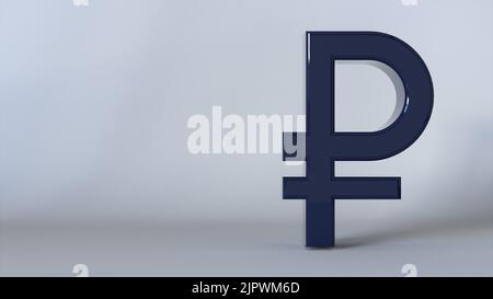 3D Ruble Sign. Rendering 3D generato dal computer Foto Stock