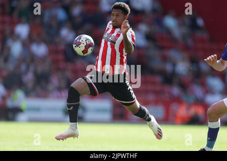 Rhian Brewster di Sheffield United in azione durante la partita del campionato Sky Bet a Bramall Lane, Sheffield. Data immagine: Sabato 20 agosto 2022. Foto Stock