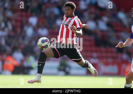 Rhian Brewster di Sheffield United in azione durante la partita del campionato Sky Bet a Bramall Lane, Sheffield. Data immagine: Sabato 20 agosto 2022. Foto Stock