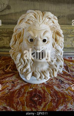 Maschera teatrale, S 1167, di epoca romana, di Villa Altieri, in marmo Foto Stock