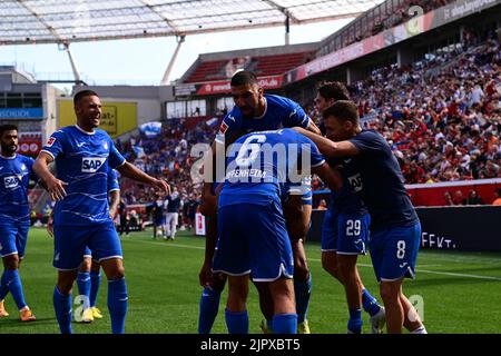 Leverkusen, Germania - 20 agosto 2022: La partita della Bundesliga FC Bayer 04 Leverkusen contro TSG 1899 Hoffenheim Foto Stock