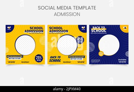 template design scuola ammissione di nuovo a scuola Illustrazione Vettoriale