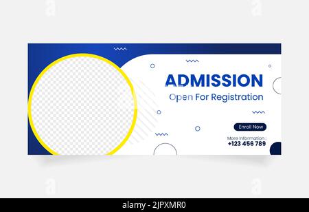 modello di banner di ammissione per il sito web di promozione Illustrazione Vettoriale