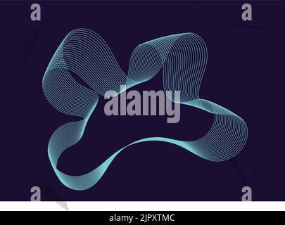 Un'onda dinamica astratta su sfondo blu scuro Illustrazione Vettoriale
