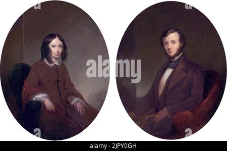 Read (American, 1822-1872) - Ritratti di Elizabeth Barrett Browning e Robert Browning Foto Stock