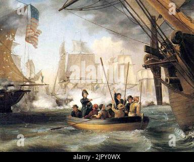 Thomas Birtch Commodore Perry lasciando il Lawrence per il Niagara alla battaglia del Lago Erie Foto Stock