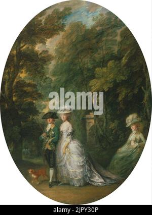 Thomas Gainsborough - Enrico, duca di Cumberland (1745-90) con la duchessa di Cumberland (1743-1808) e Lady Elizabeth Lu... Foto Stock